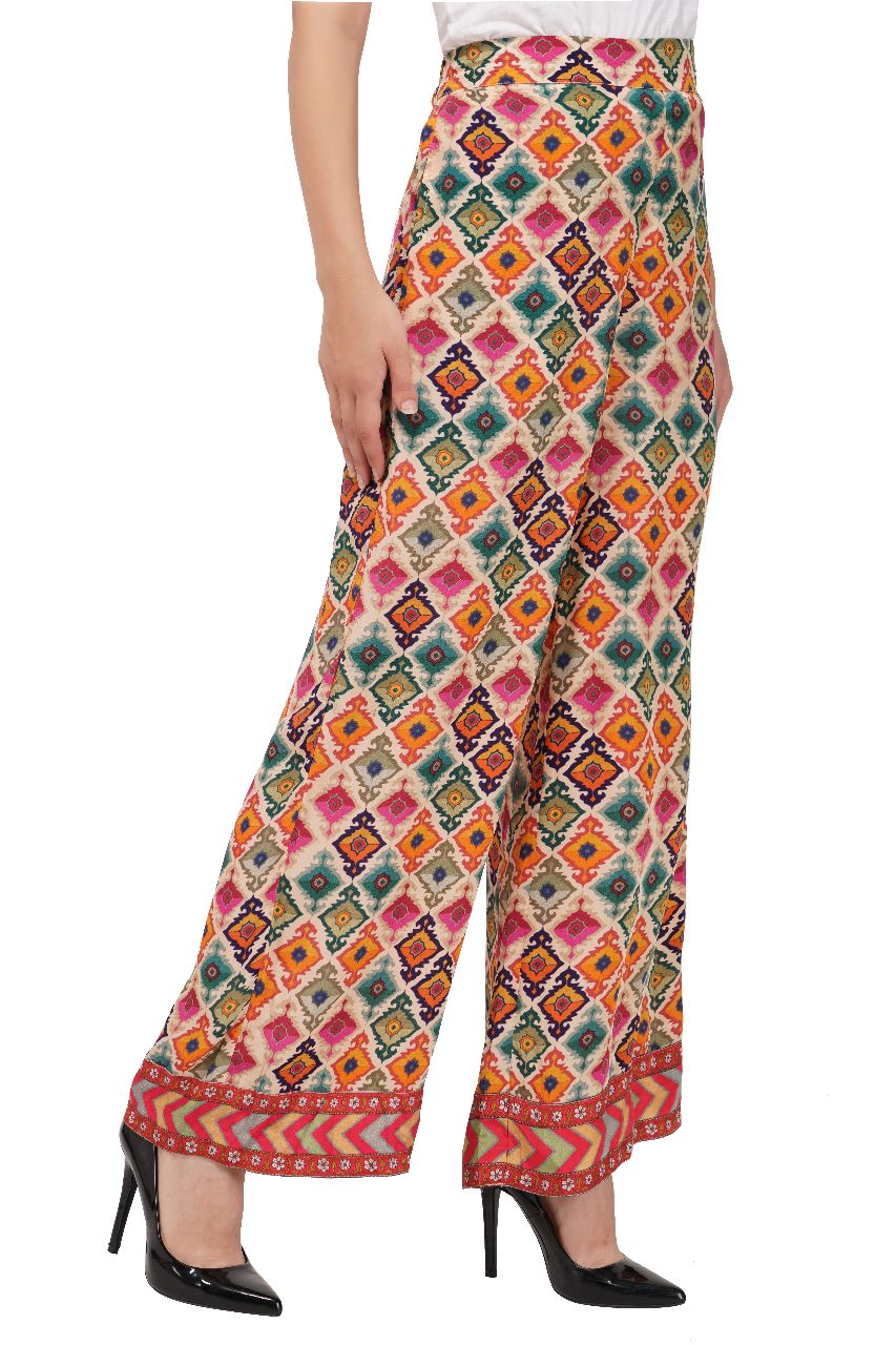 Multicolor Viscose Crepe Bottom Wear | Multicolor Crepe Bottom Wear Online